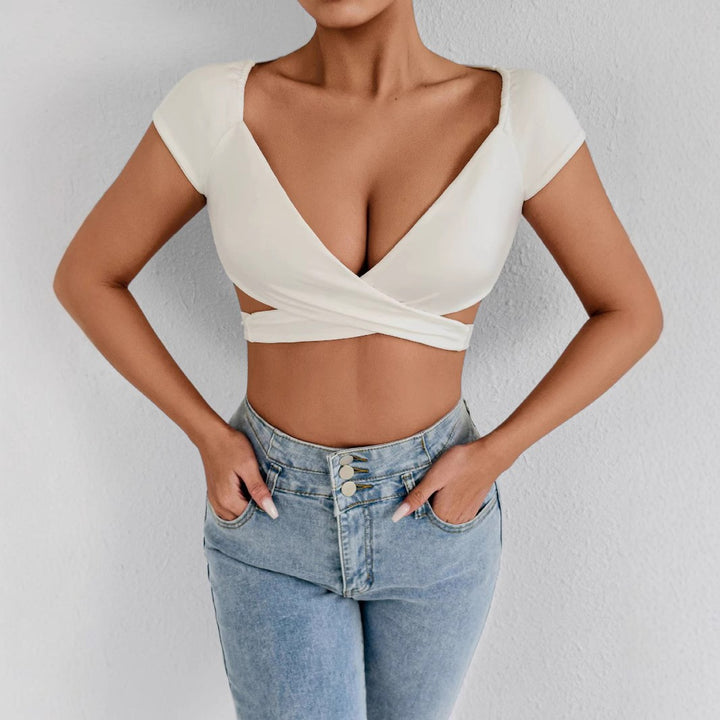 Damen Crop-Top mit elegantem Wickeldesign Drune