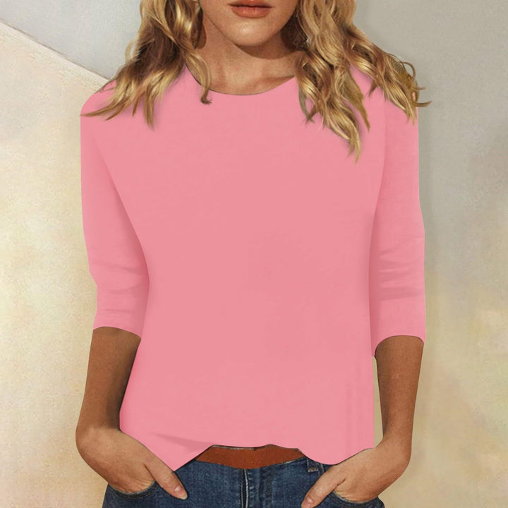 Damen Lockeres Baumwollshirt mit 3/4-Ärmeln Drune