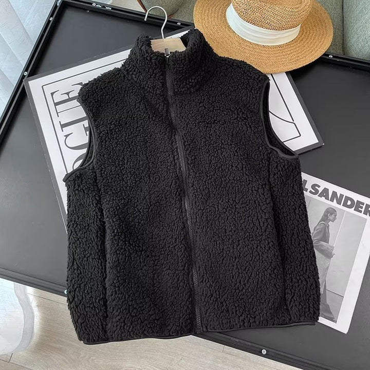 Damen kuschelige Fleece-Weste mit hohem Kragen Drune
