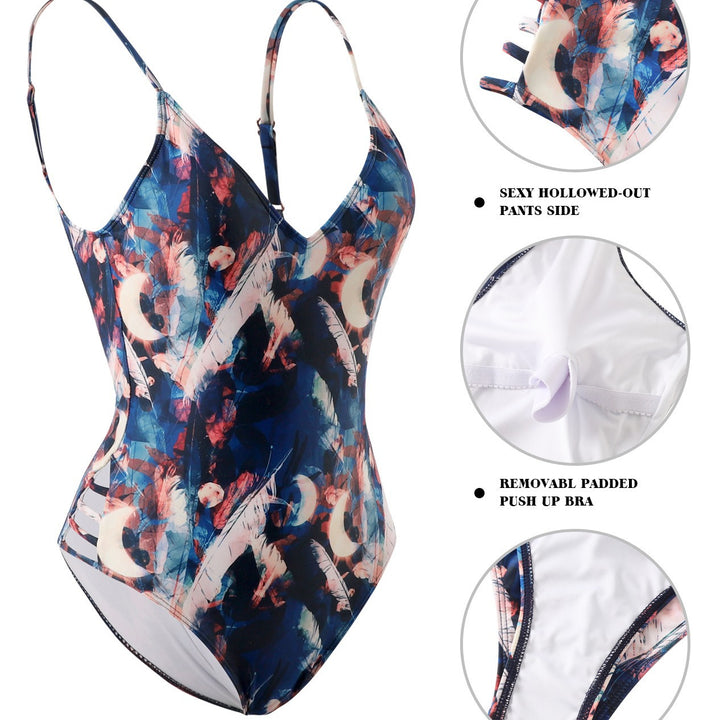 Damen Einteiler-Badeanzug mit floralem Kunstdesign Drune