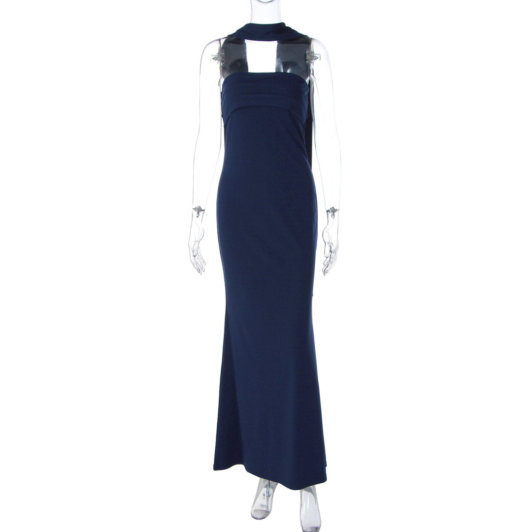 Damen Elegantes Langarm-Maxikleid mit transparenten Details Drune