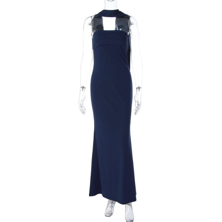 Damen Elegantes Langarm-Maxikleid mit transparenten Details Drune