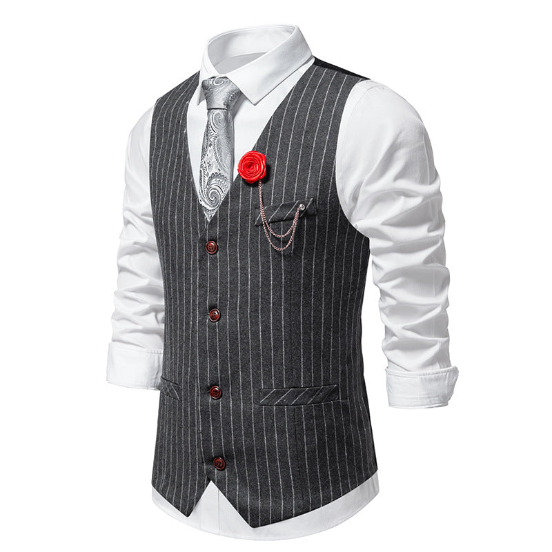 Herren elegante Weste mit schmalem Hahnentrittmuster und asymmetrischen Akzenten Drune