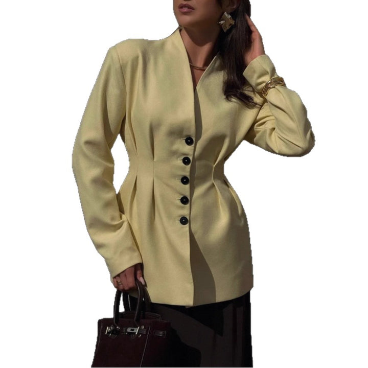 Damen Modischer Blazer mit tailliertem Schnitt und eleganten Knopfdetails Drune