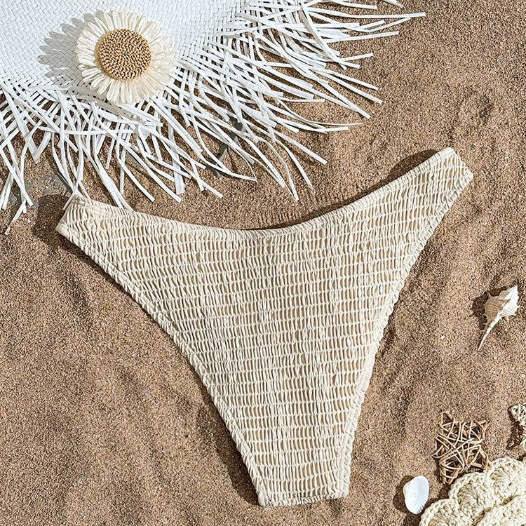 Damen Bikinihöschen mit elastischem Rüschendesign und hohem Beinausschnitt Drune