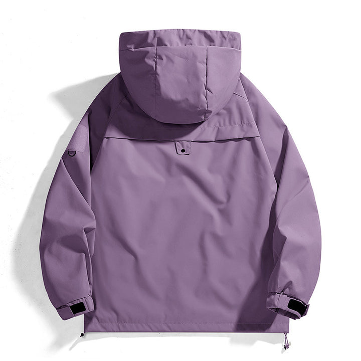 Damen wasserdichte Outdoor-Jacke mit verstellbarer Kapuze und atmungsaktiven Einsätzen Drune