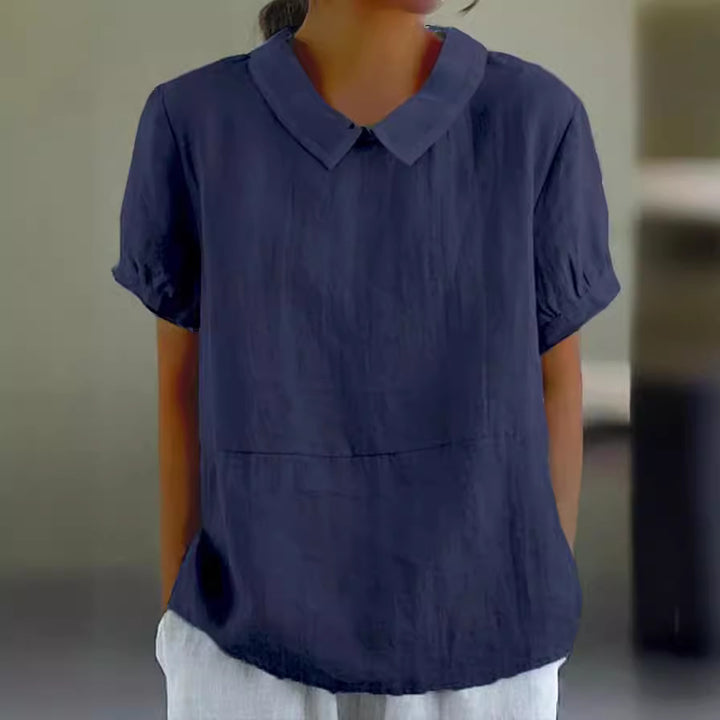 Damen Bluse mit klassischem Kragen und Kurzarm Drune