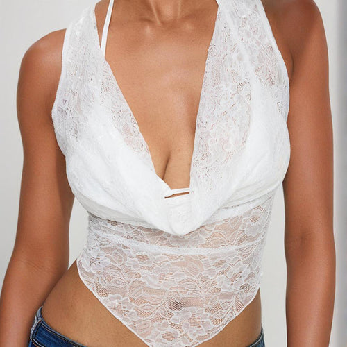Damen Spitze Bodysuit mit tiefem V-Ausschnitt und luxuriösen Details Drune