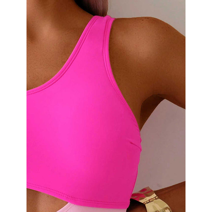 Damen Einteiler Badeanzug mit asymmetrischem Schnitt und trendy Farbkombination Drune