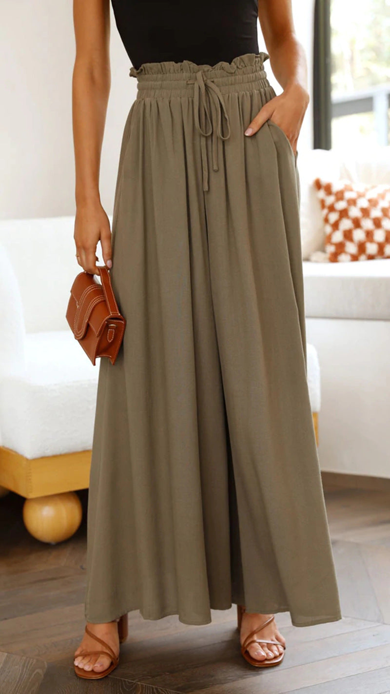 Damen weit geschnittene Sommerhose mit elastischem Bund und praktischen Taschen Drune
