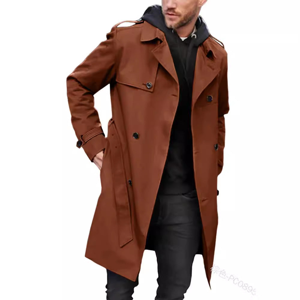 Herren modischer Trenchcoat mit praktischen Seitentaschen und abnehmbarem Innenfutter Drune