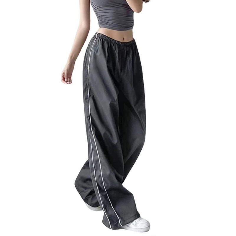 Damen Weite Satin-Hosen mit elastischem Bund Drune