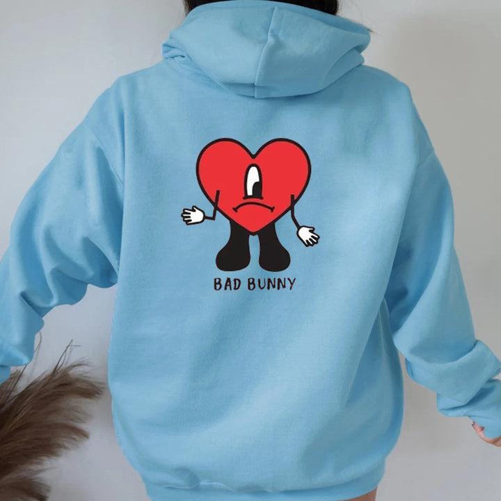 Damen Kapuzenpulli mit kreativem Herzmotiv Drune
