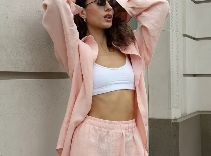 Damen Oversized Hemdblusenkleid mit langen Ärmeln und asymmetrischem Schnitt Drune