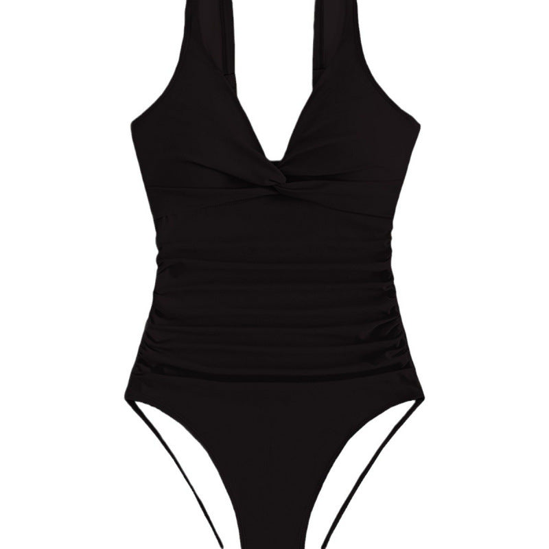 Damen Elegant geschnittene Badeanzug mit knotenfreiem Design Drune