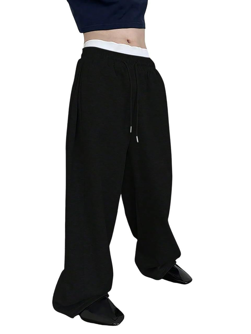 Unisex nan lässige Oversize Jogginghose mit elastischem Bund und Kordelzug Drune