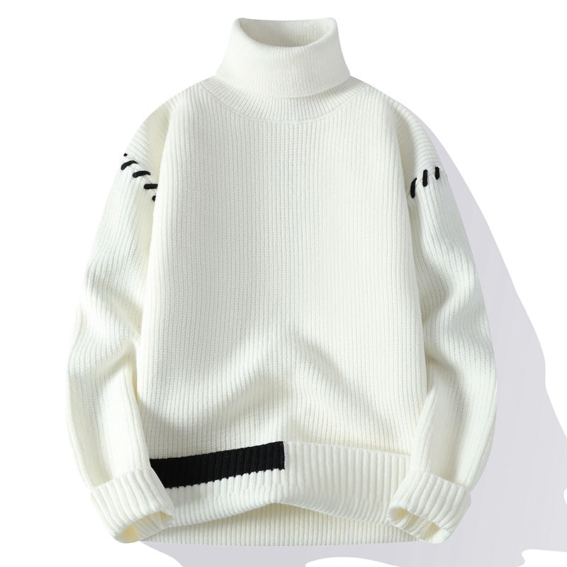 Damen Grober Rollkragenpullover mit dekorativen Ärmeldetails Drune