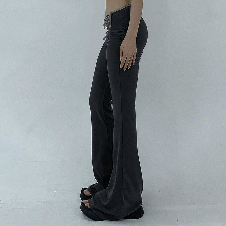 Damen Flared Yoga-Hose mit elastischem Bund und geripptem Stoff Drune