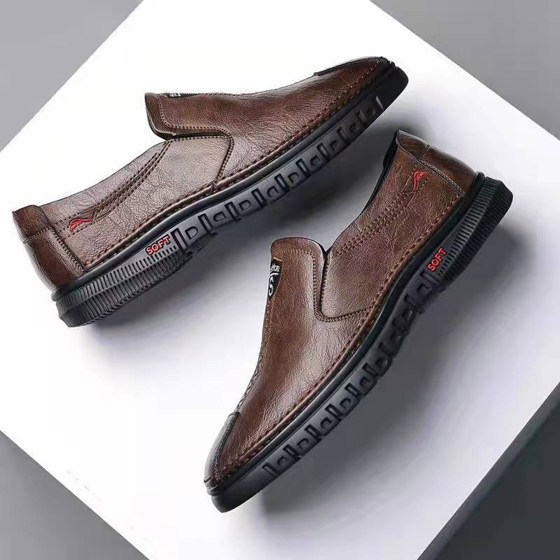 Herren Elegante Leder Slipper mit rutschfester Sohle und weichem Innenfutter Drune