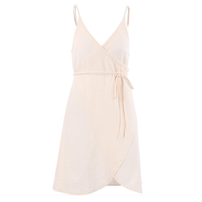 Damen Wickelkleid mit vielen Faltendetails und hohem Schlitz Drune