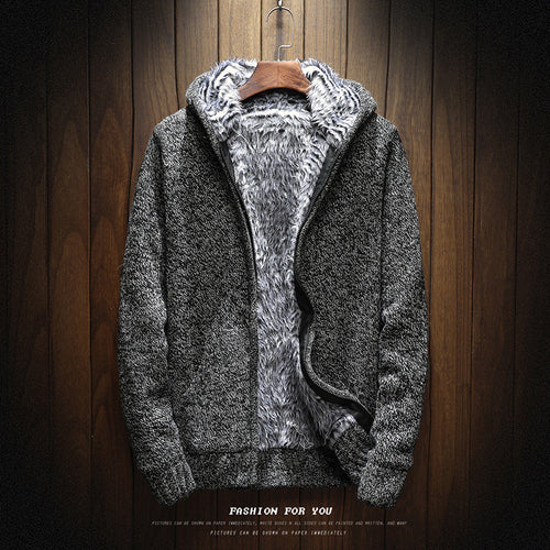 Herren kuschelige Kapuzenjacke mit weichem Innenfutter und seitlichen Eingrifftaschen Drune