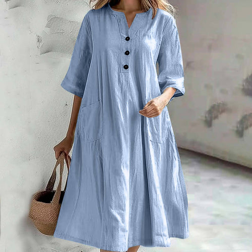 Damen lässiges Strandkleid mit praktischen Taschen Drune