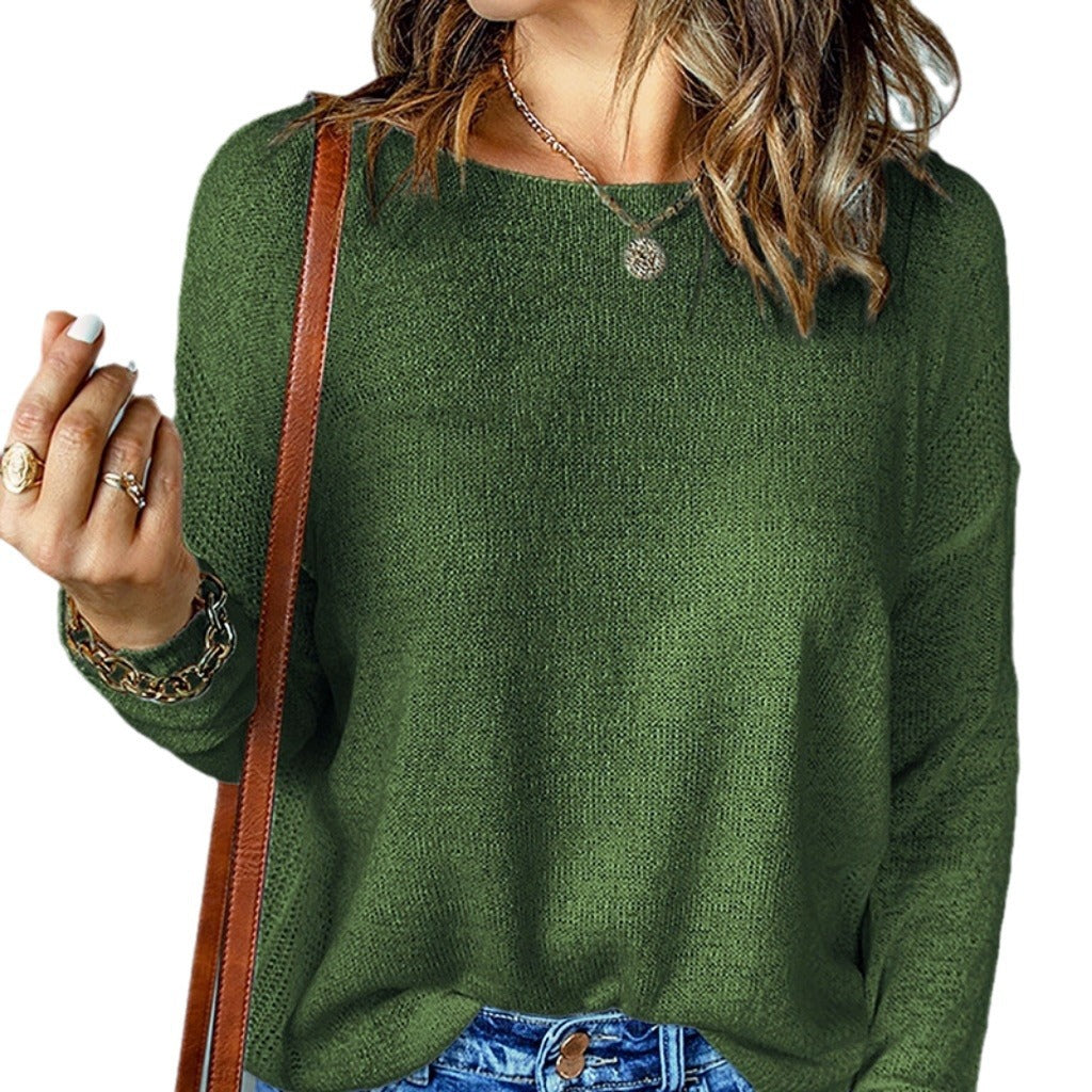 Damen Grober Strickpullover mit weitem Schnitt und dekorativem V-Ausschnitt Drune