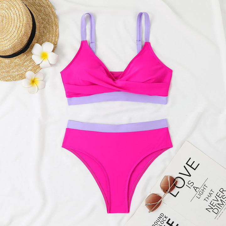 Damen Bikini-Set mit innovativem Wickeloberteil und hohem Taillenbund Drune