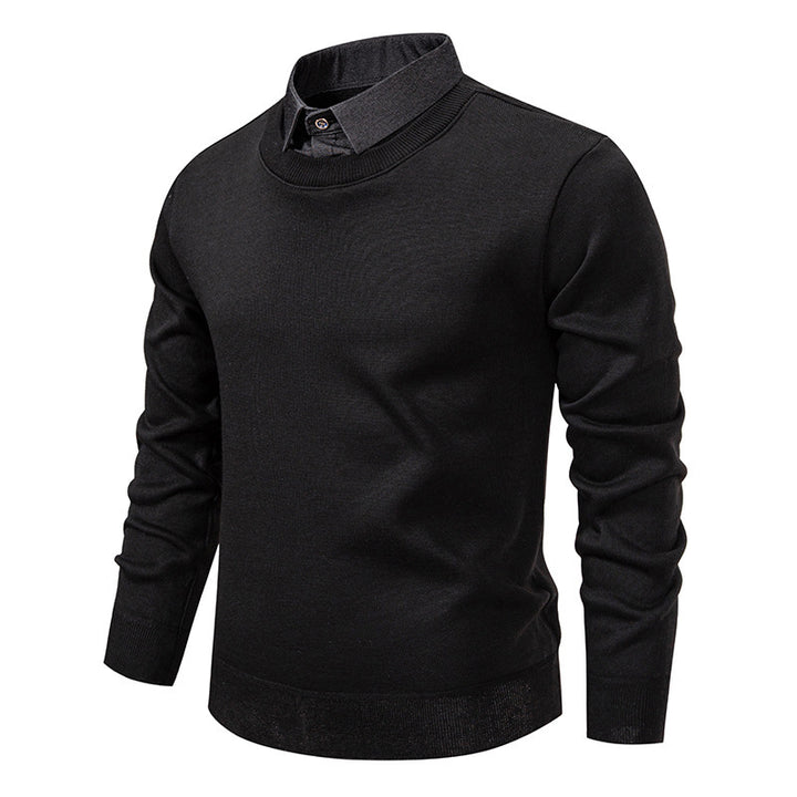 Herren nan Feinstrickpullover mit integriertem Hemdkragen und schmaler Silhouette Drune