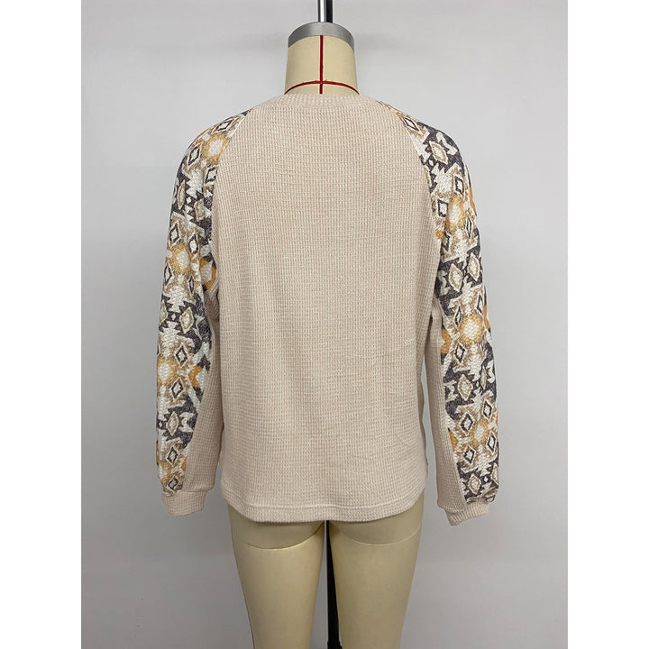 Damen Strickpullover mit modernen Raglanärmeln und floralem Muster Drune