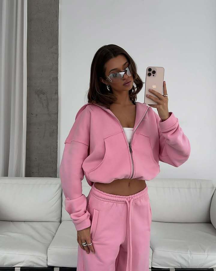 Damen Oversized Kapuzenpullover und lässige Freizeithose Set Drune