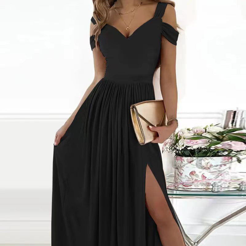 Drune | Boho Spaghettiträger Langes Fließendes Kleid Mit Schlitz