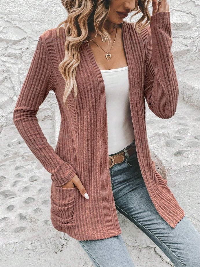 Damen Strickjacke mit offenem Design und praktischen Taschen Drune