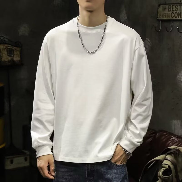 Herren lässiger Langarmshirt aus hochwertiger Baumwolle mit bequemer Passform Drune