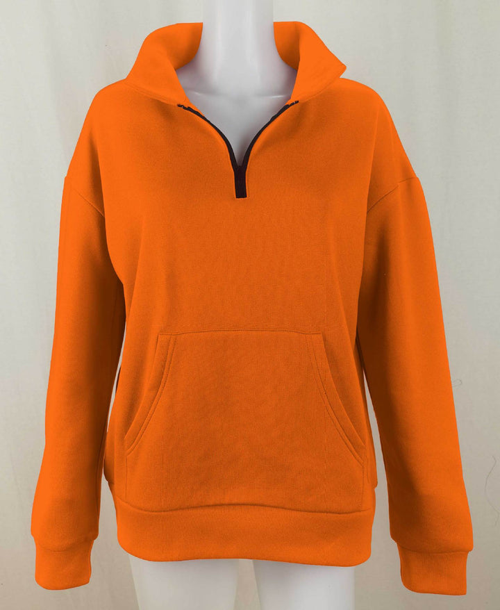 Damen nan Oversize-Halbzip-Kapuzenpullover mit Kängurutasche und verlängertem Saum Drune