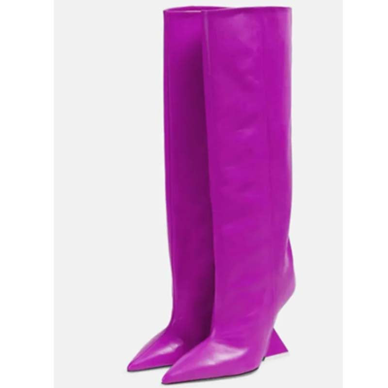 Damen kniehohe Stiletto-Stiefel mit skulpturellem Design Drune