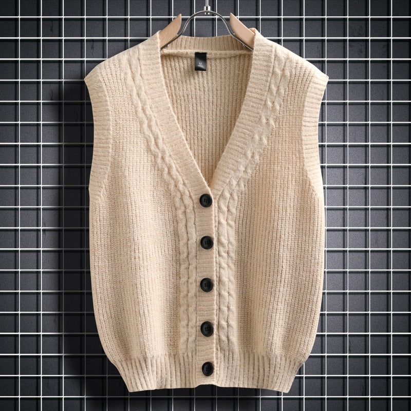 Damen ärmellose Strickjacke mit strukturiertem Zopfmuster Drune