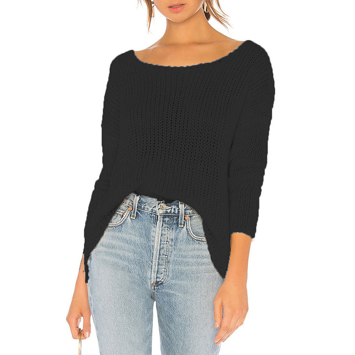 Damen luftiger Strickpullover mit weitem Schnitt und modernen Details Drune