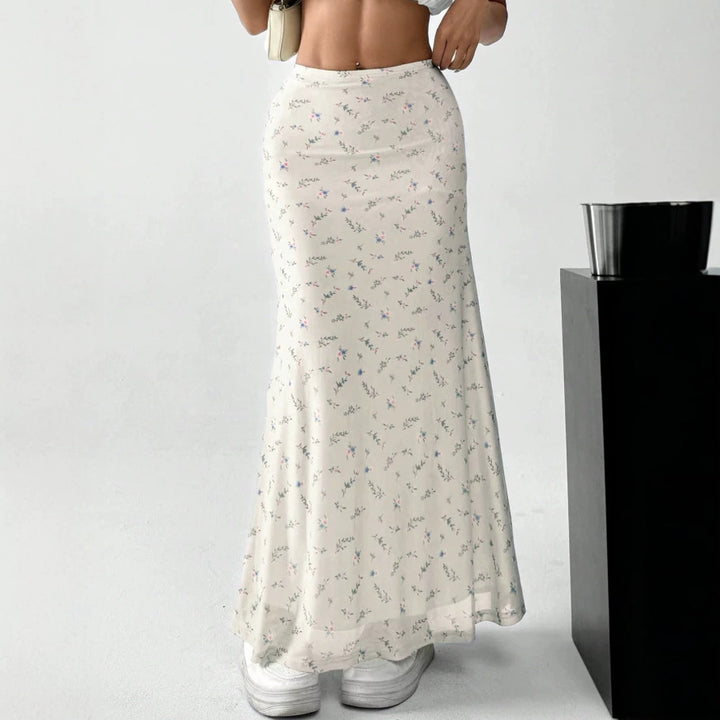 Damen Maxirock mit floralem Print und eleganter Transparenz Drune