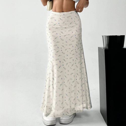 Damen Maxirock mit floralem Print und eleganter Transparenz Drune