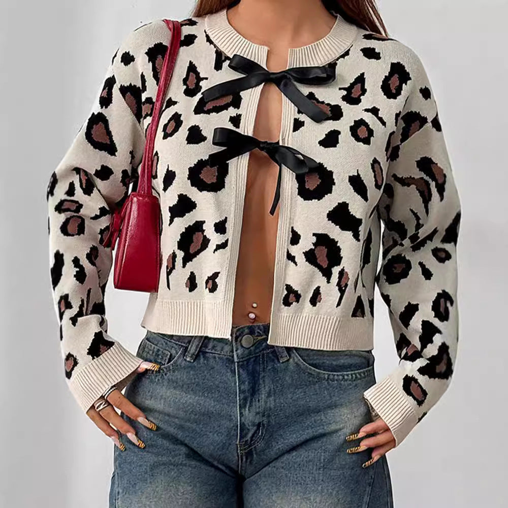 Damen Trendiger Cardigan mit verspielten Schleifen Drune