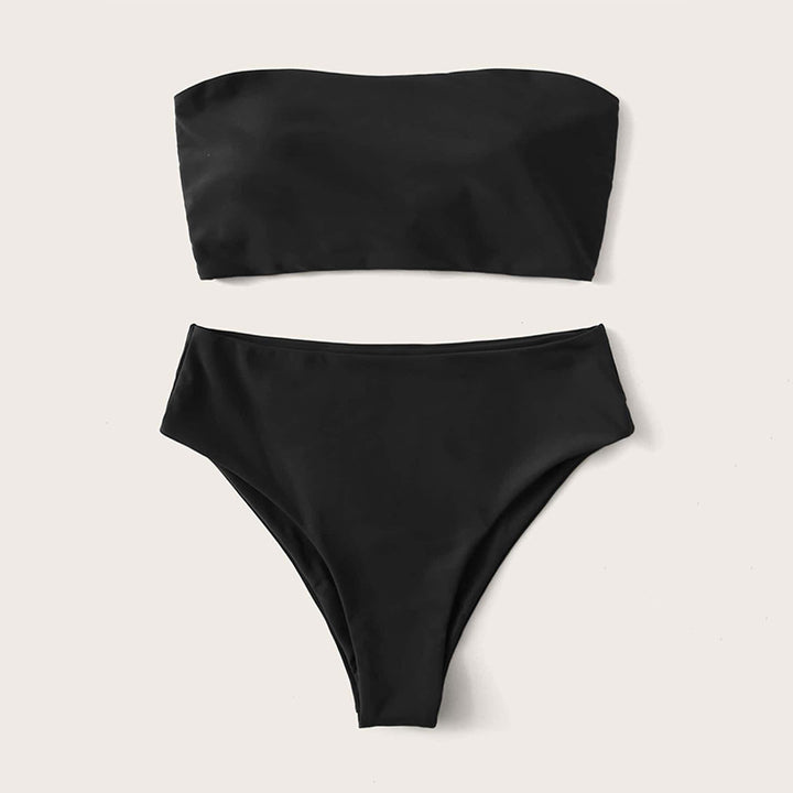 Damen Bandeau-Bikini Set mit hochgeschnittenem Slip Drune