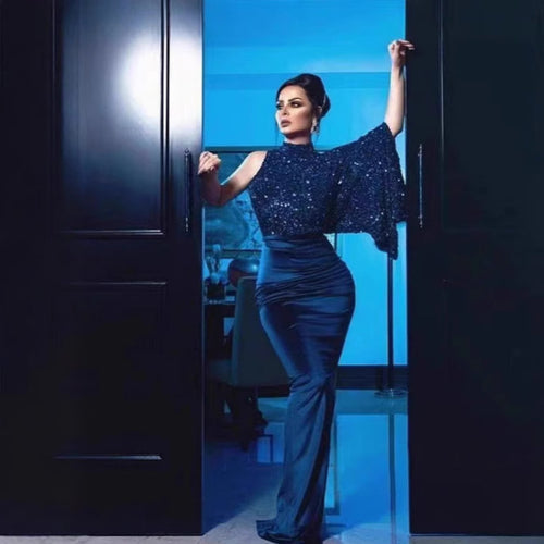 Damen Glitzerndes Abendkleid mit asymmetrischem Schnitt Drune