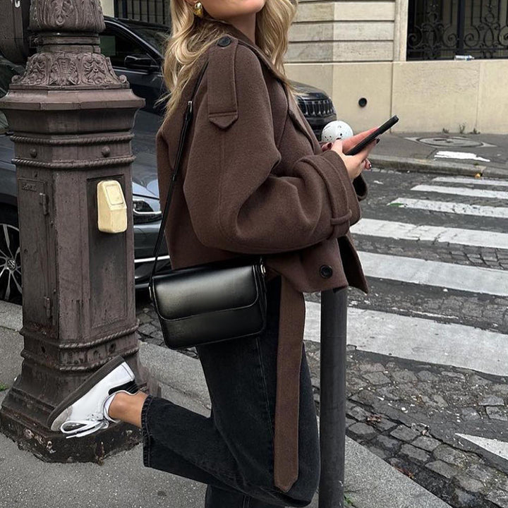 Damen stylische, taillierte Kurzmantel Drune