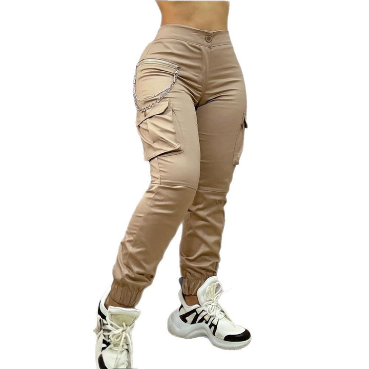 Damen Modische Cargo-Hose mit elastischem Bündchen und Taschen Drune