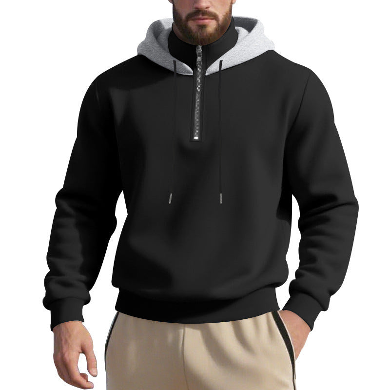Herren sportlicher Kapuzenpullover mit halbem Reißverschluss und atmungsaktivem Stoff Drune