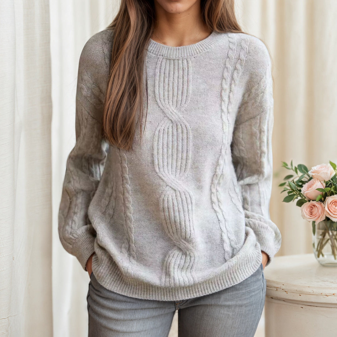 Damen Strickpullover mit Zopfmuster und lässigem Schnitt Drune