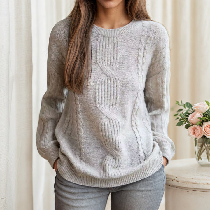 Damen Strickpullover mit Zopfmuster und lässigem Schnitt Drune