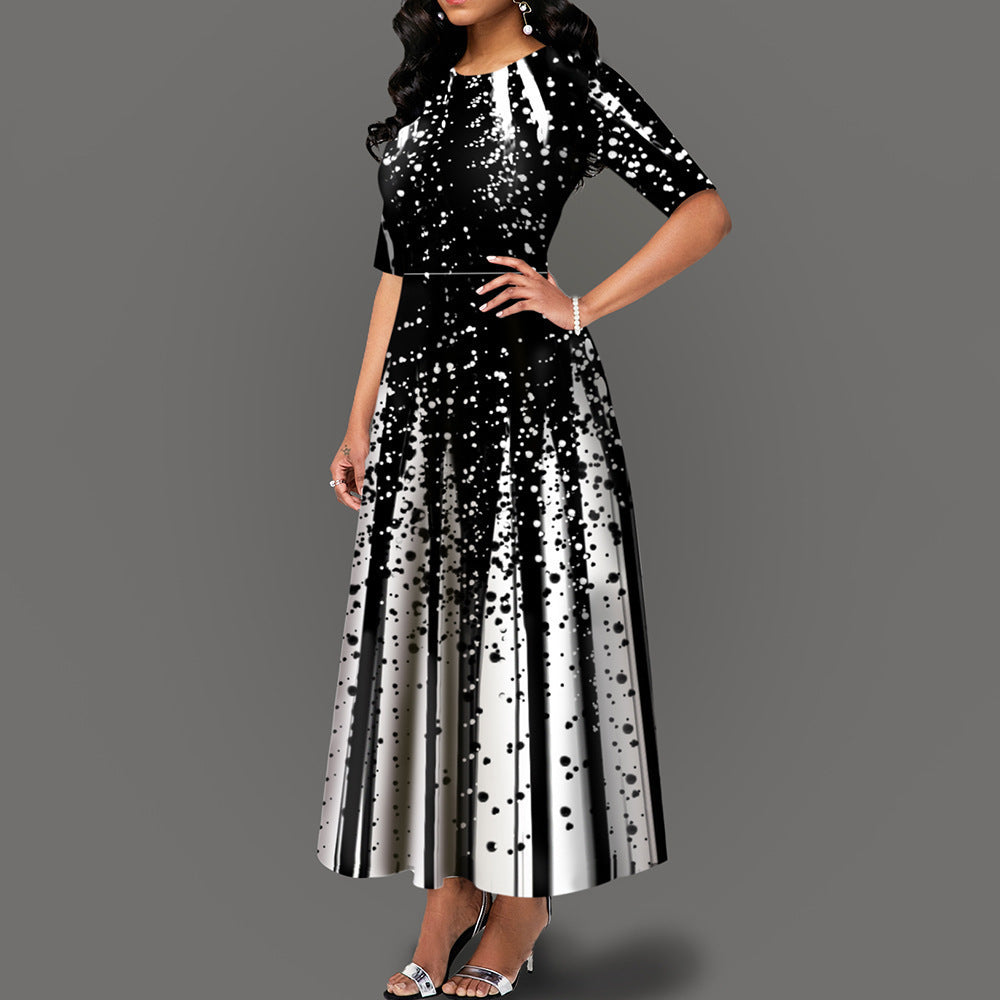 Damen Elegantes Maxikleid mit auffälligem Muster und praktischen Taschen Drune