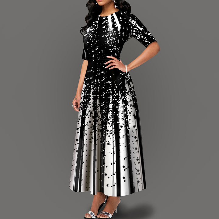 Damen Elegantes Maxikleid mit auffälligem Muster und praktischen Taschen Drune